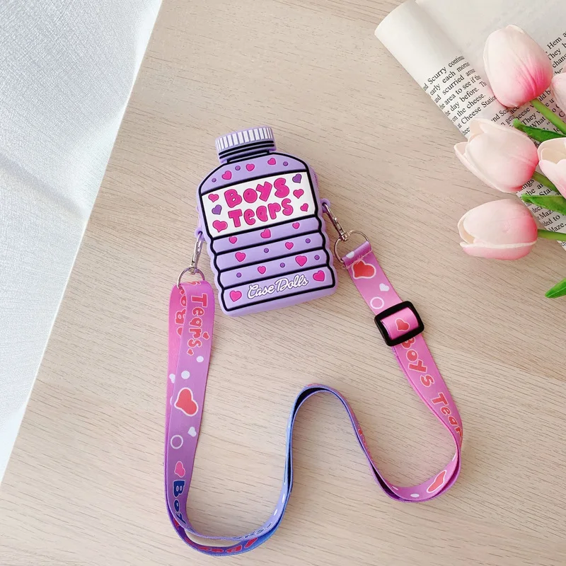 new Fruit strawberry avocado cartoon Silicone Wallet Backpack Key Ring Shoulder Bag lady gift