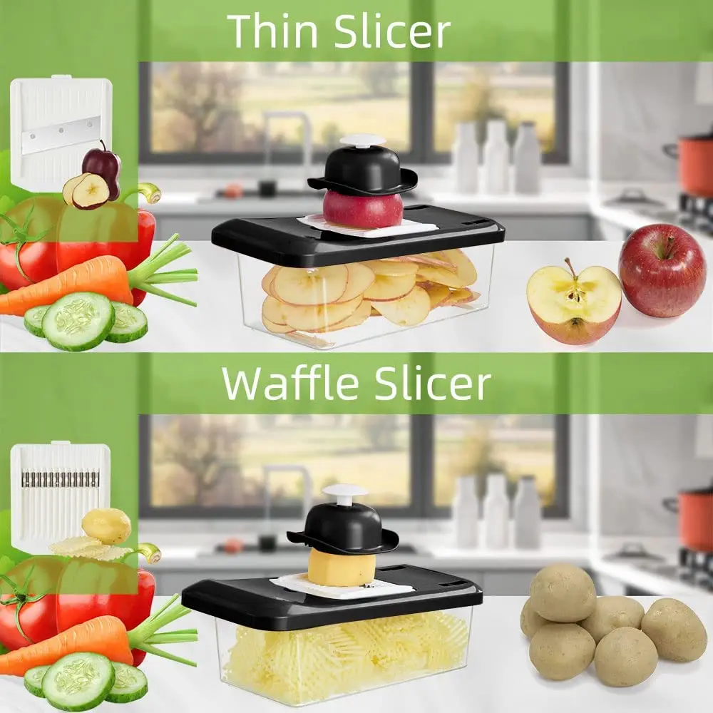 Vegetable Slicer Chopper Potato Cutter Grinder 10 In 1 Julienne Peeler Zester Grater Fruit Slicer With Brush And Safety Holder