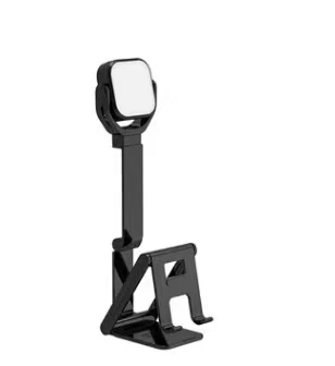 LED Dimmable Desk Mini Cell Phone Stand Holder With Ring Fill Light Metal Adjustable Fold Mobile Accessories Phone Stand