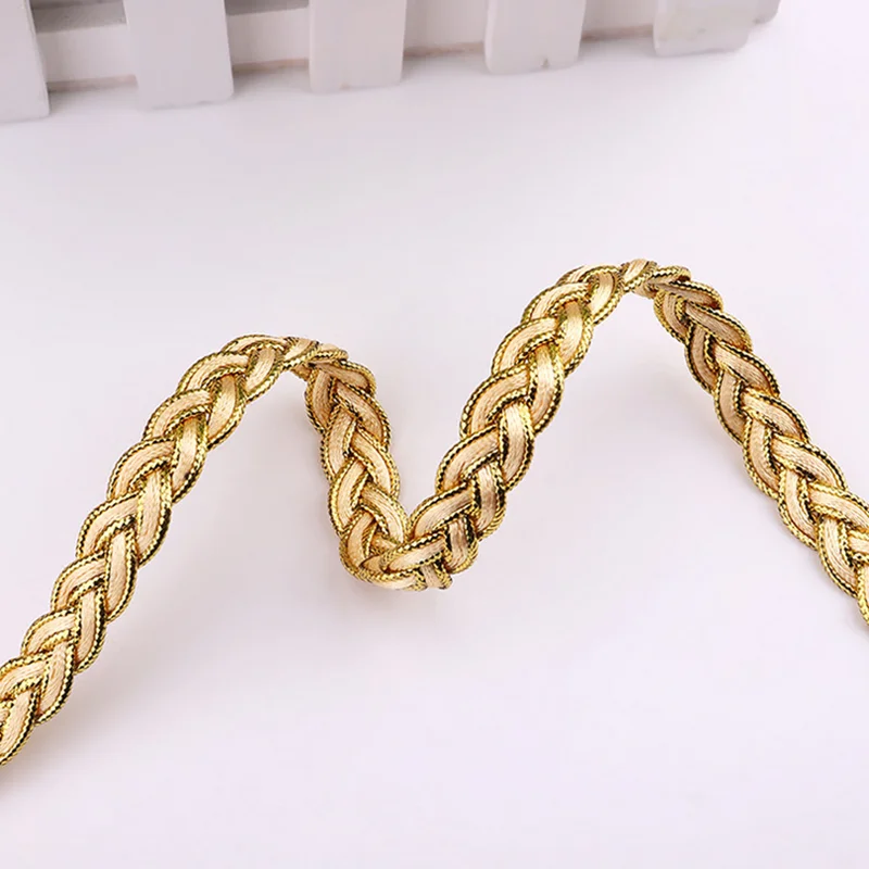 diy garment accessories polyester lace fabric curtain braided trimming gathered ribbon lace gold thread braid sewing lace trim