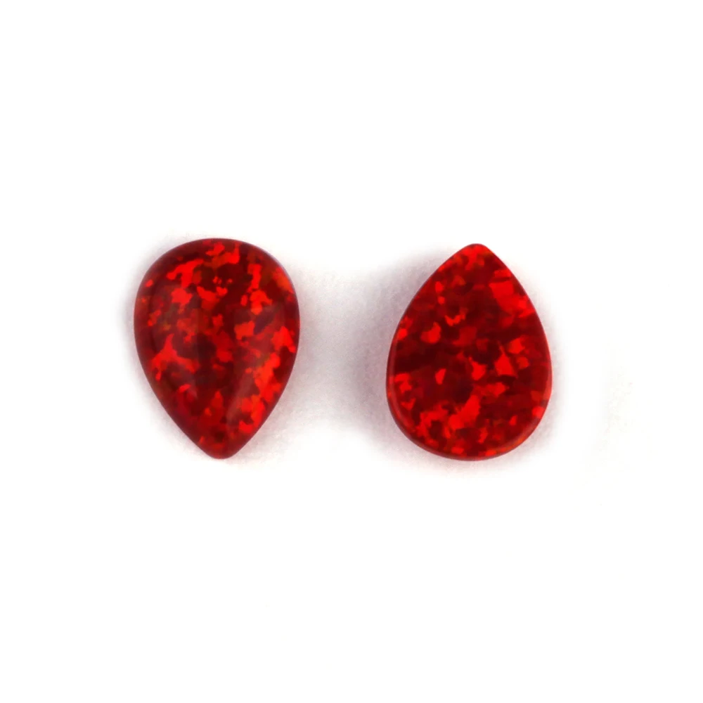 Synthetic Red Pear Gems Loose Opal Cabochon Stone Customize Sizes Bulk Price Lab Created Red Jewelry Synthetic Opal