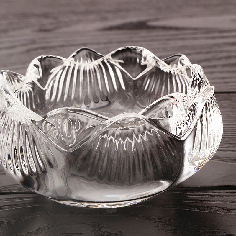 Buddhist articles high foot lotus butter lamp lamp holder candle cup glass candlestick Buddha offerings