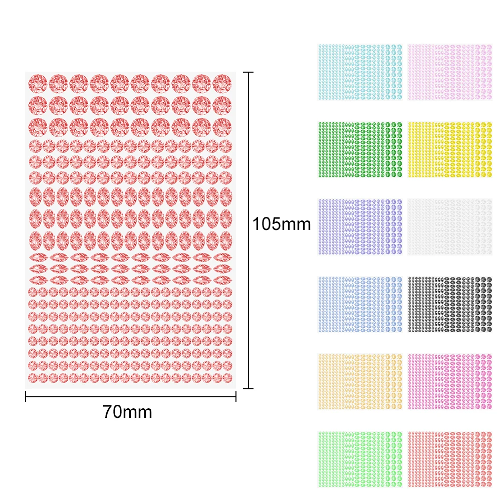 KHY Colorful Face Gems Kit For Makeup Nail Art Rhinestones Mixed Color Glass Crystal Bead Face Jewels