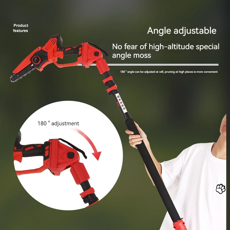 Cordless electric pruning shear telescopic lithium chain saw supporting pruning shear fruit tree flower pruning extension pole