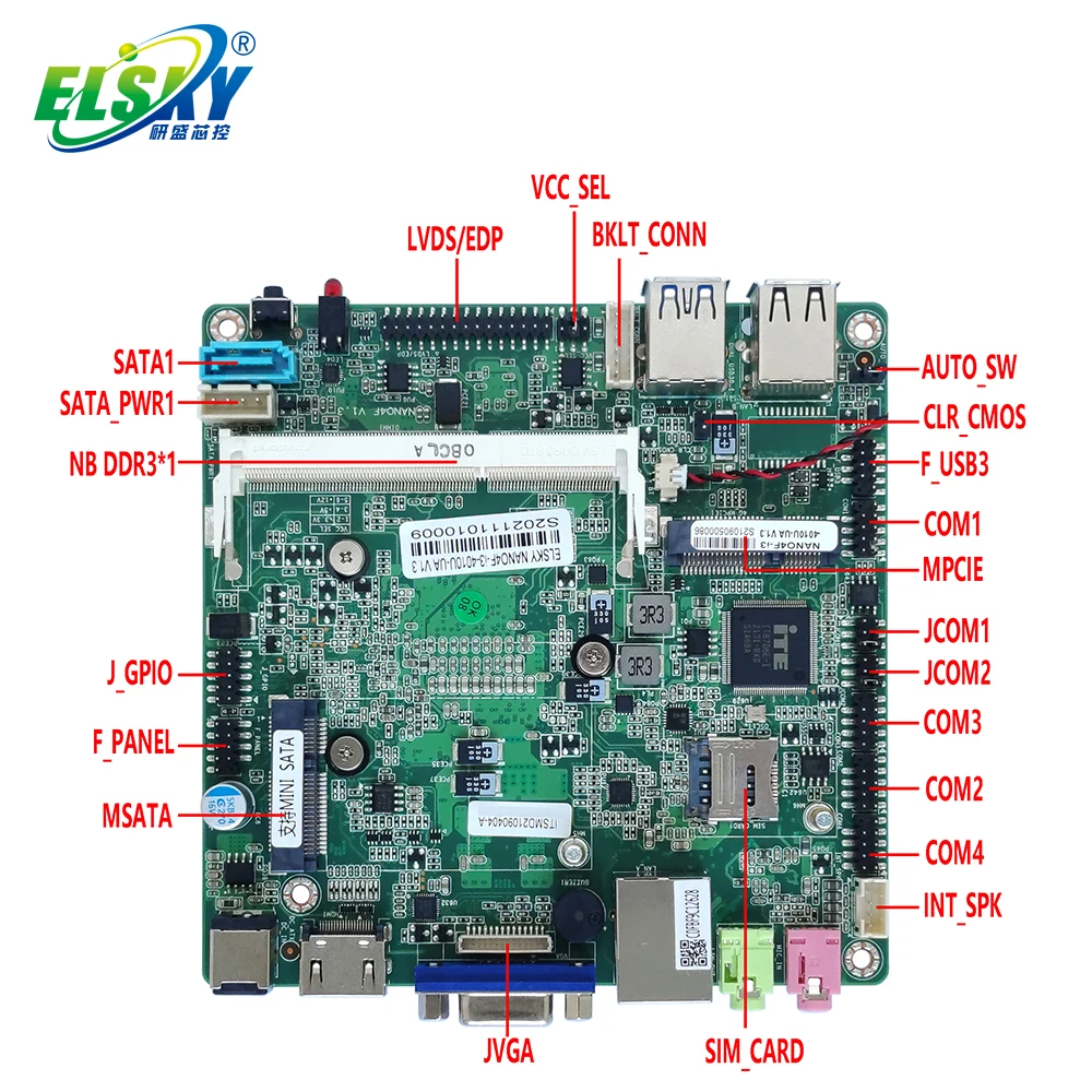 ELSKY 12*12 NANO-ITX motherboard NANO4F with CPU 4th Core i3 i5 i7 processor 2L6C 8USB RS232/RS422/RS485 optional