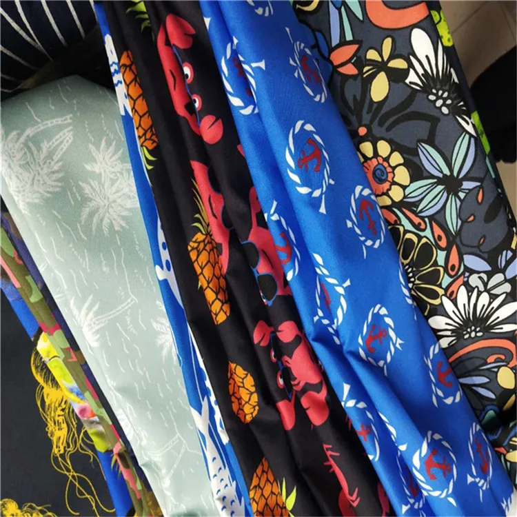 2020 новый дизайн, пляжные шорты с принтом, ткань 75D * 150D, микрофибра, саржа, персиковая кожа