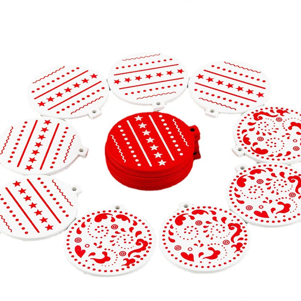 Wholesale Christmas decorations Nordic red painted wooden Christmas pendant Christmas gift Ornament