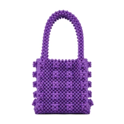 Beaded Handbag Gift Homemade Pearl Bag Famous Design Women Acrylic Bag Handle Summer Bag
