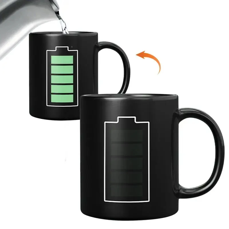 Funny Creative Battery Magic Mug  Ceramic Mug Bulb Shape Drinkware BirthdayGift Chameleon Mug For Tea