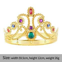 Cosplay costume Plastic Crystal Gold King Crown tiaras for Halloween birthday Christmas party decoration