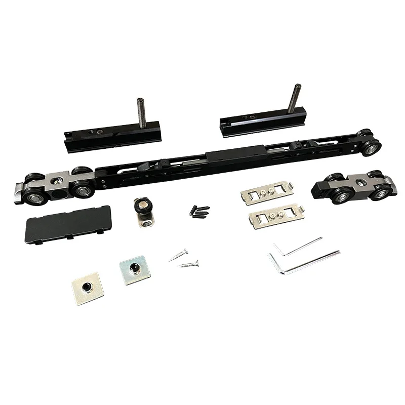 Slow Closing Hanging Rail Soft Closing Narrow Frame 3 Panels Linkage Sliding Door System Roller Wheel