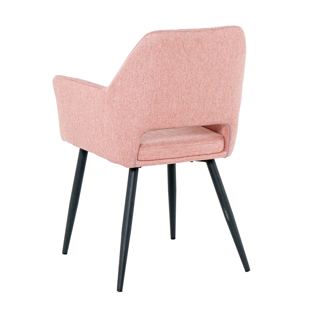 Wholesale Nordic Luxury Dining Chairs Velvet Fabric Restaurant Pink Chair With Arm Metal Legs
