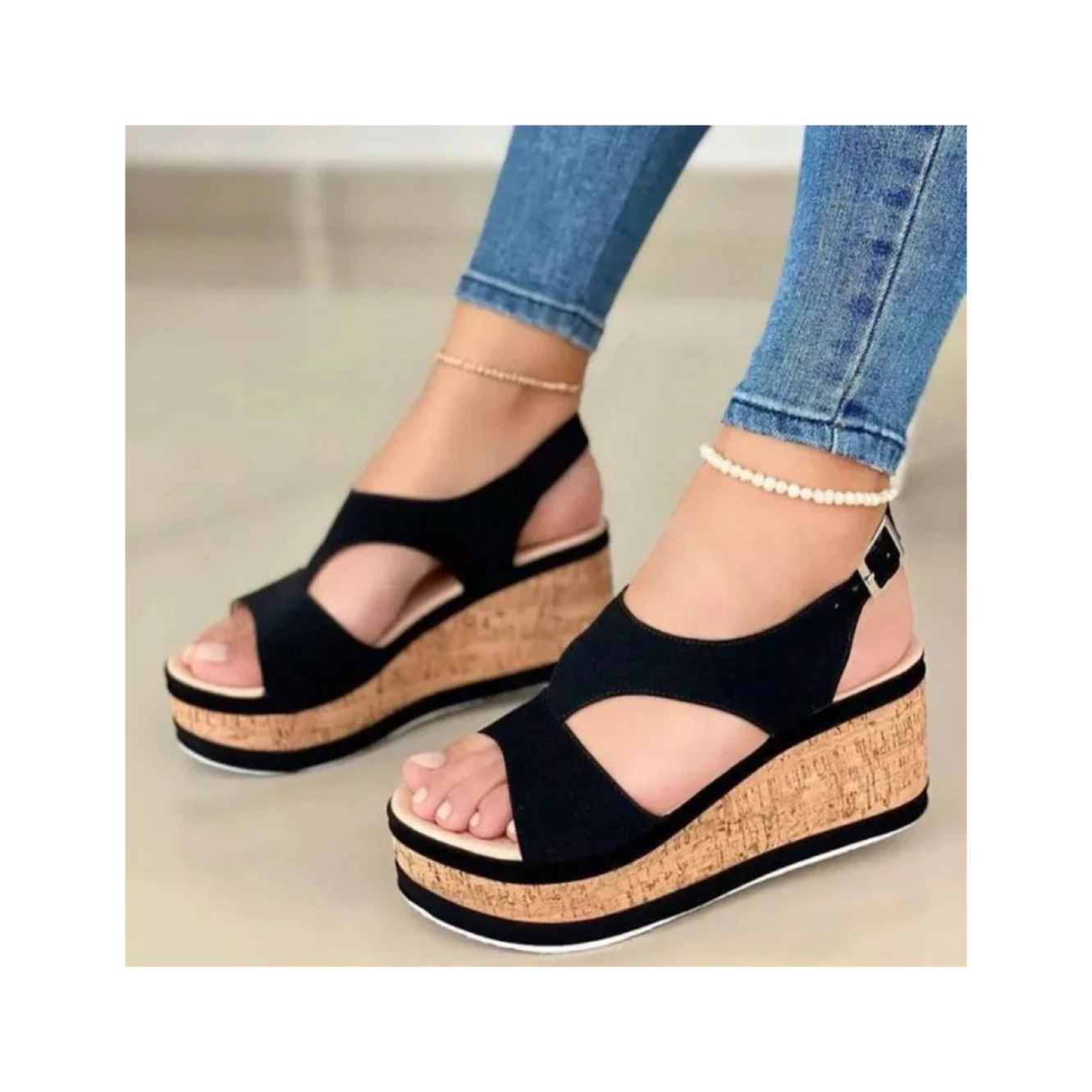 2024 new fashion Wedge-toe Clasp Sandals for Women with Platform Soles and Roman Sandals
