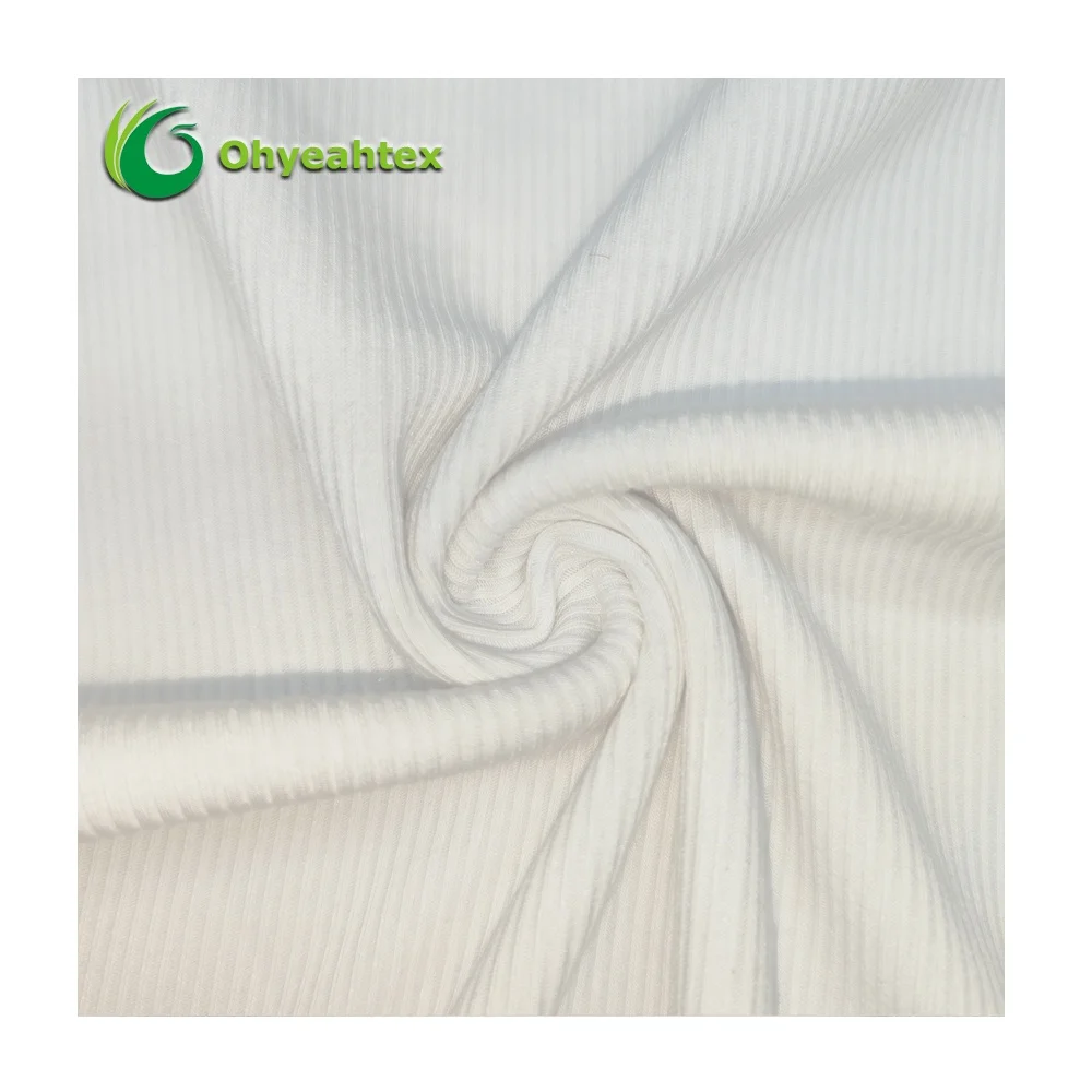 High-Elasticity Sustainable 45% RPET 42% Bamboo Ribbed Fabric For Collar