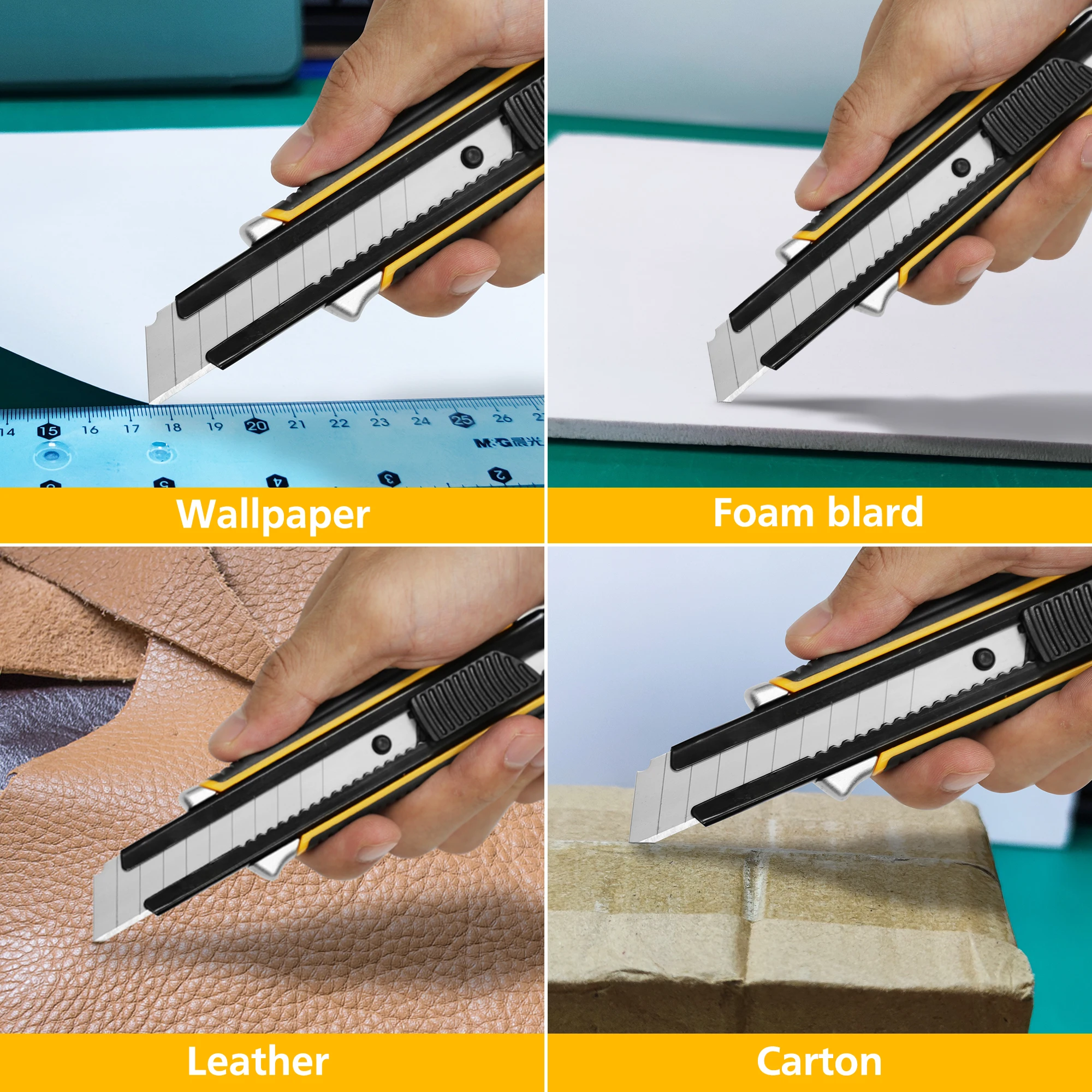 ZY-510 Custom Heavy Duty Aluminium Alloy Handle Utility Knife 18mm Sk2 Snap off Blade Knives Multi-functional Cutter Knife