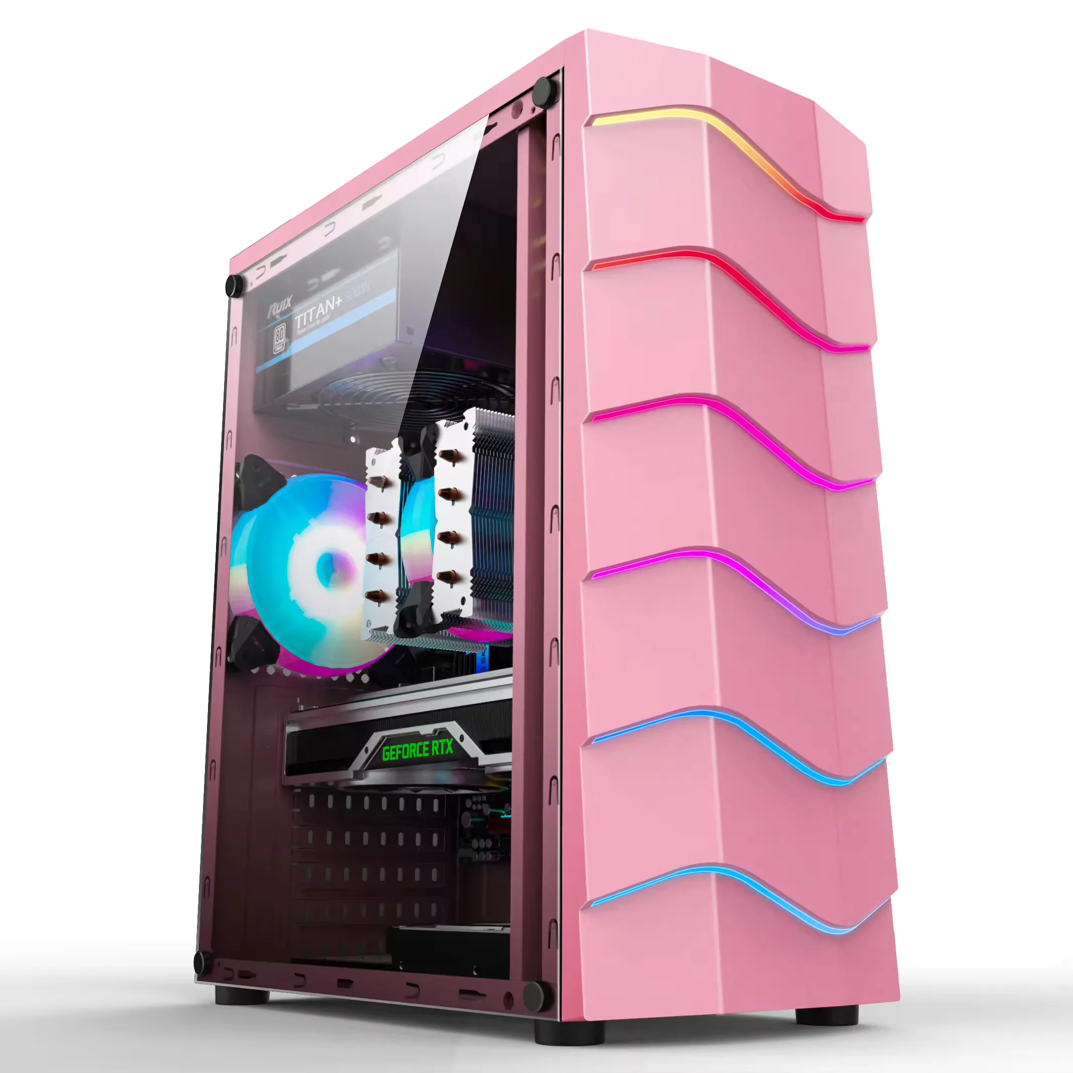 Popular Waves Black White PC Case Atx Acrylic Transparent Case Gaming Computer Cases Towers