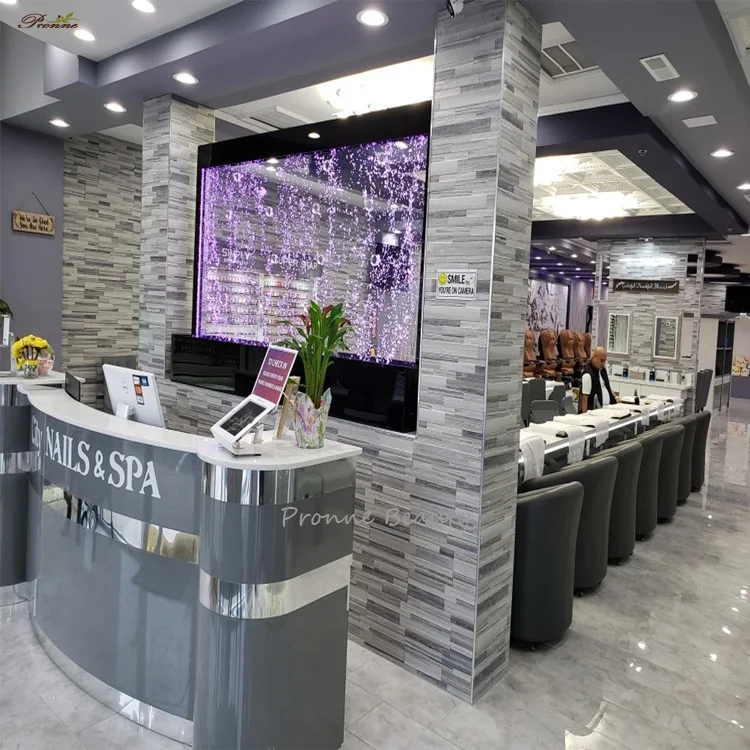 Decorative acrylic led balcony divider screen bubble waterfall wall water panel with logo