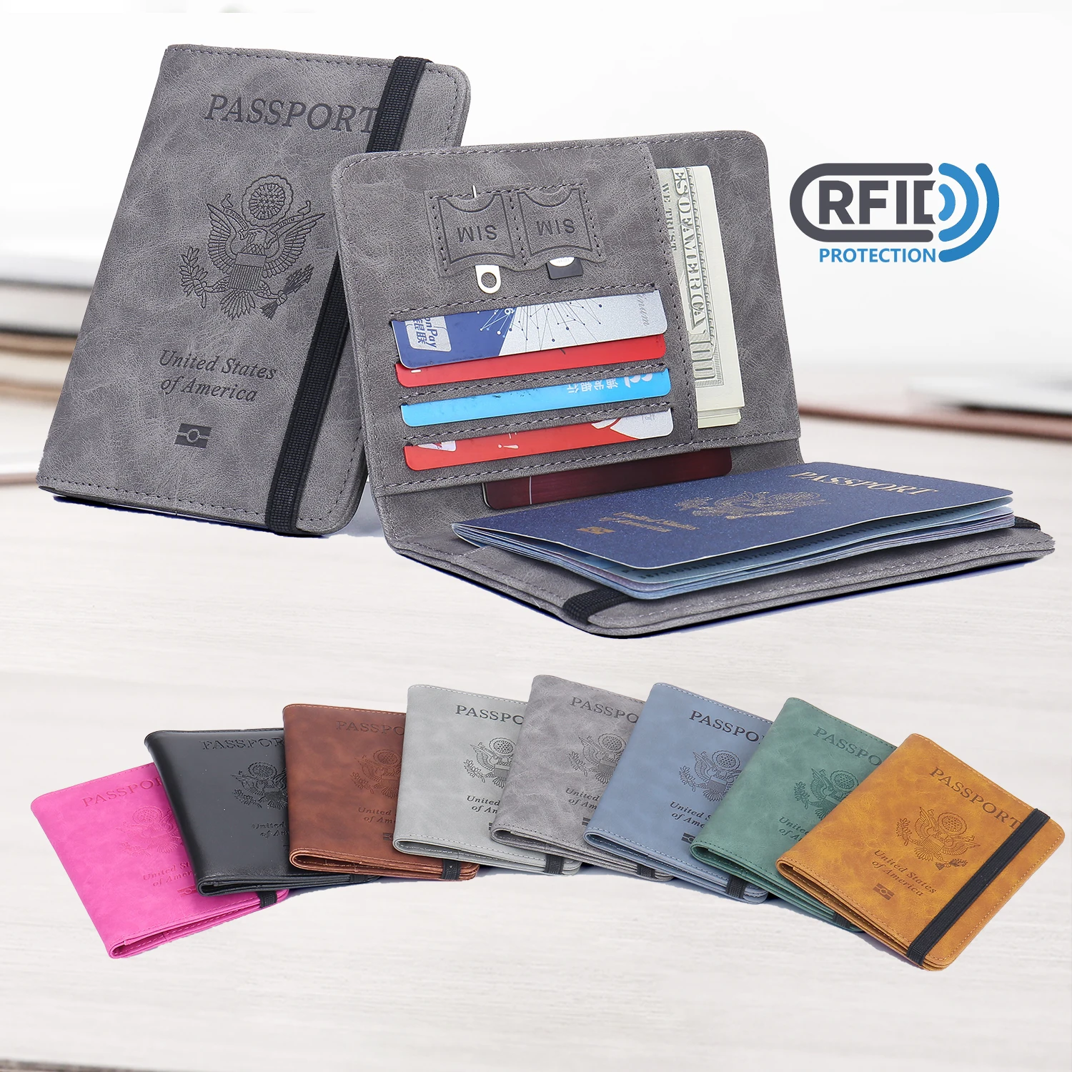 New Unique Education National Park Museum Calf Gold Lantern Wedding Passports Card Holder Cover Gifts For Guests