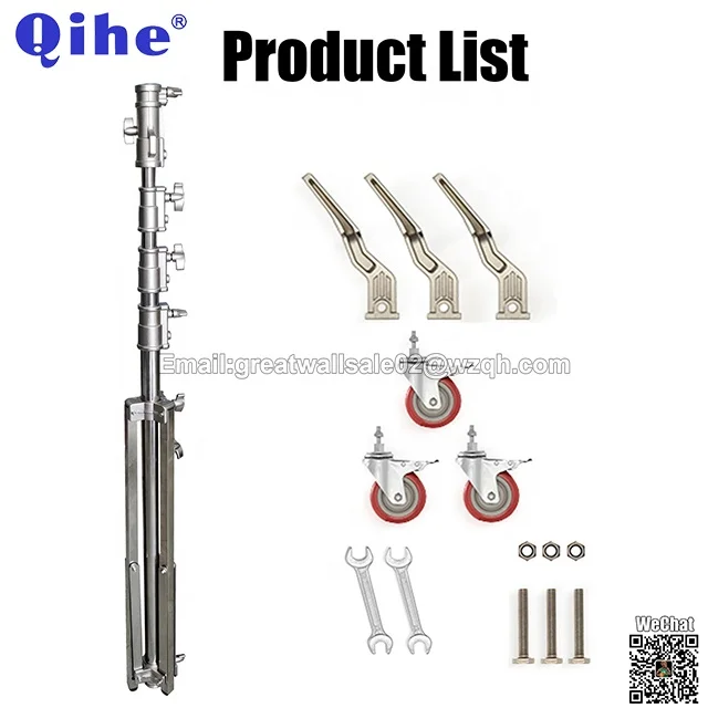 4.2m Stainless Steel Light Stand with Tube Dia.48/42/35/30mm,Use 25x25mm Square Leg