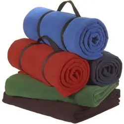 CVS BSCI Wholesale cozy soft cheap lightweight potable custom 100% polyester roll up fleece blanket with handle