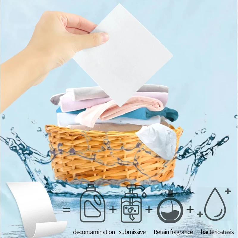Eco-Friendly Solid Shape Disposable Laundry Detergent Sheets Concentrated Enzyme Formula for Cleaning Stains Clothes Remover