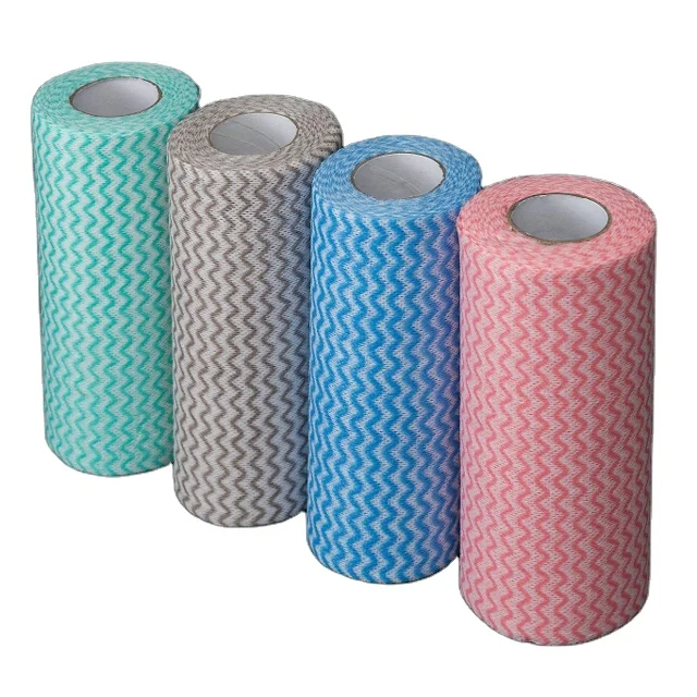 Wholesale Blue Disposable Kitchen Non-woven Fabric Washable Cleaning Cloth towel Wipe Roll