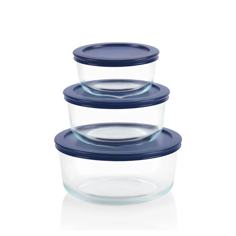 Набор круговых стеклянных контейнеров для хранения Pyrex с крышками | Безопасные крышки микроволновой печи и духовки без БФА коробка бэнто детей