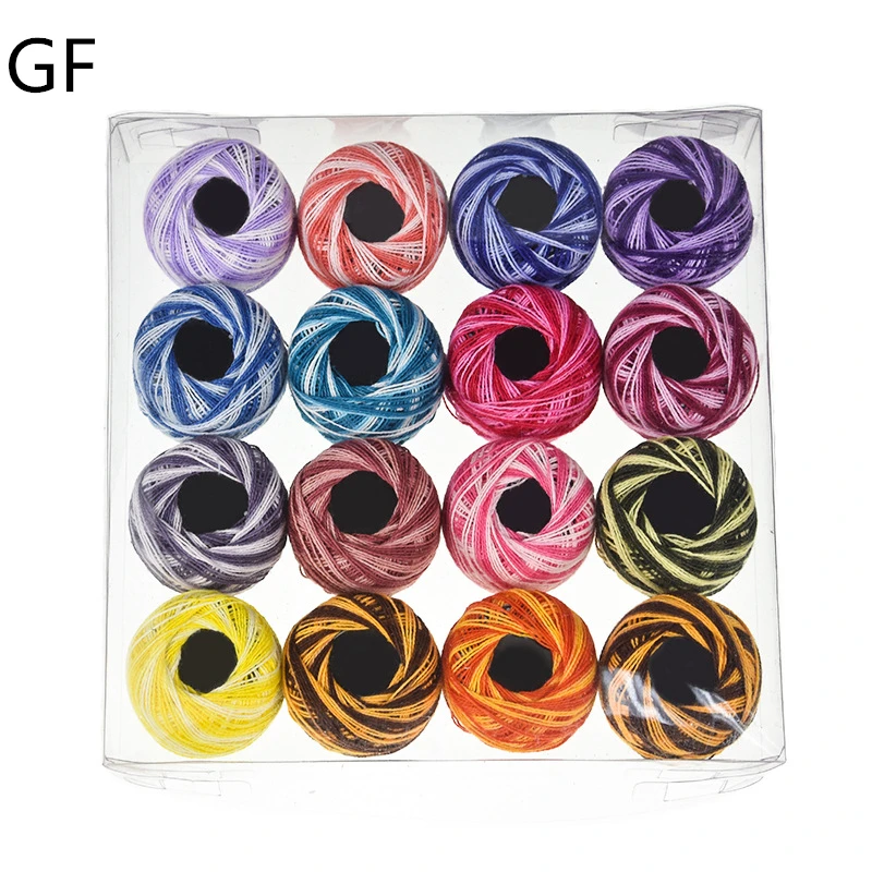 Wholesale DIY Household 16 colors Per PVC Box Embroidery thread Ball Polyester Cotton Thread For Daily Use At Home