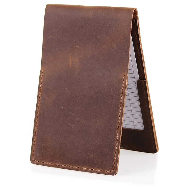Handmade Leather Yardage Book Cover, Leather Golf Scorecard Holder with Built-in Pencil Loop