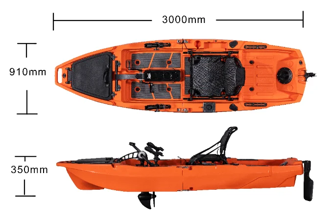 10ft Plastic Solo Pedal Fishing Kayak Modular Propel Gear Kayak for 1 Person for Fishing Kayak Boat
