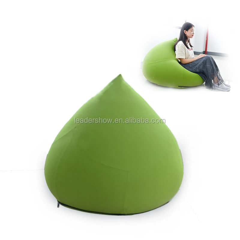 Green Color One Seat Droplet Shape Bean Bag Cover Lazy Sofa Chair for Adults Relaxing Home Decoration