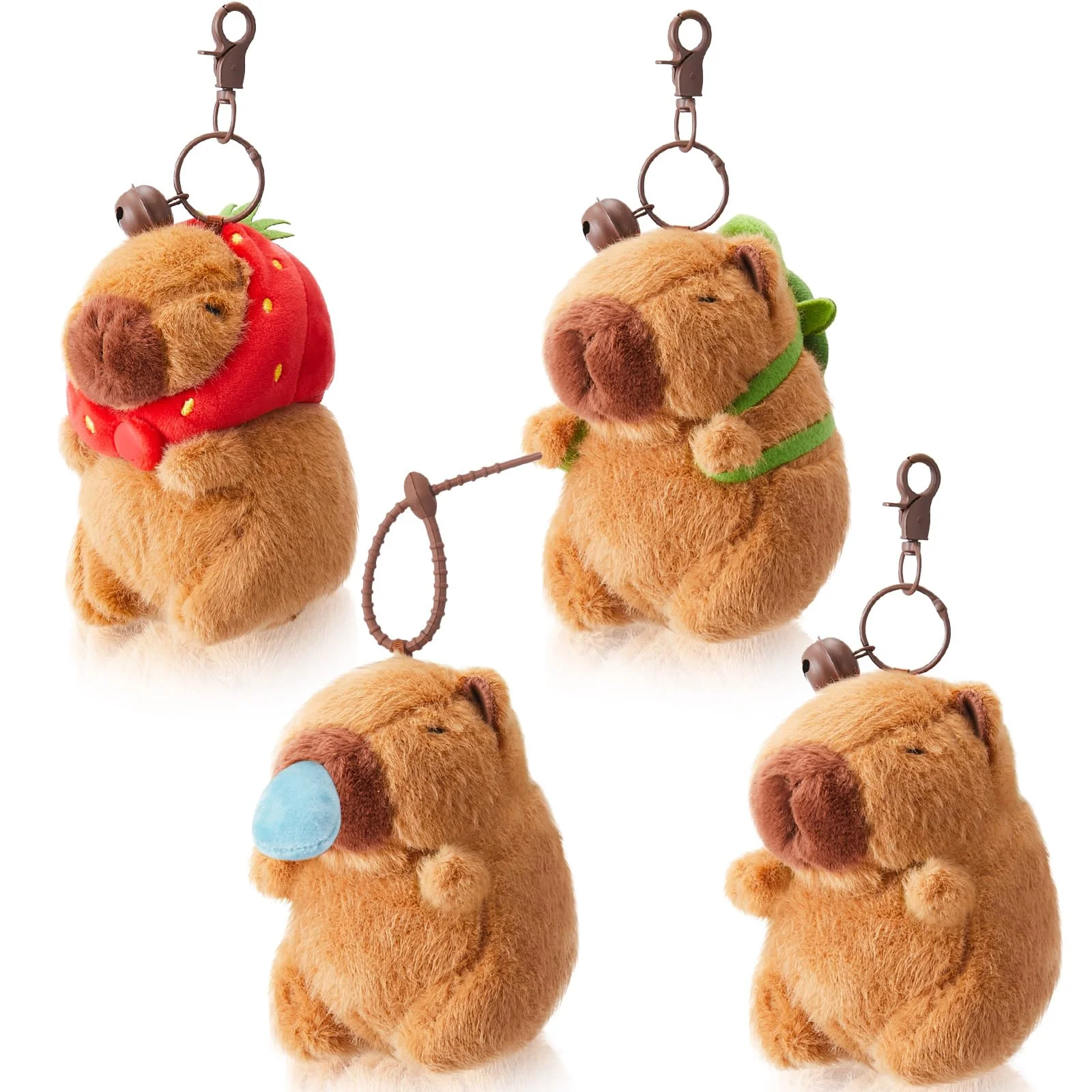 wholesale small plush soft keychains animal toys cute plush keychain capybara plush keychain