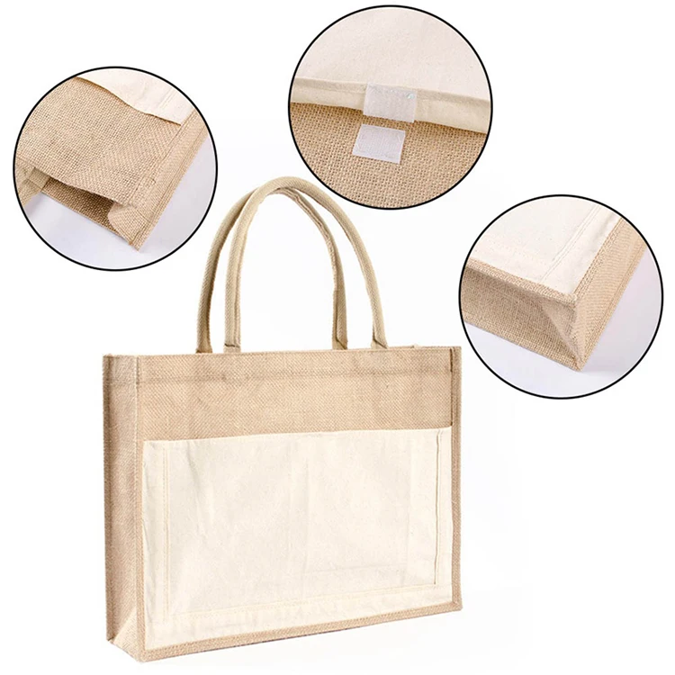 Shopping Bag for Wholesale Eco Jute Tote Hemp Promotional Eco Natural Custom Plain Accept Customized Logo OEM Handled Ruiding
