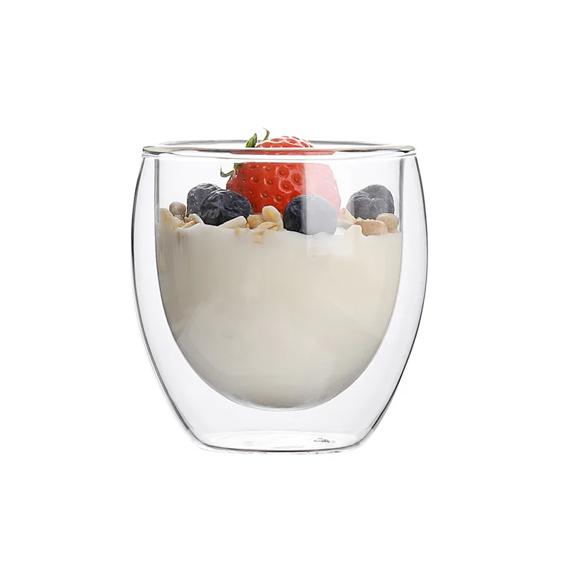
Clear high quality borosilicate heat resistant double wall glass cup 