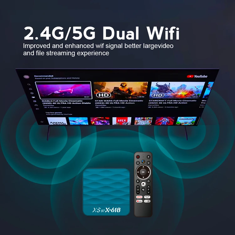 XS97 X-618 4 Гб 32 Android Tv Box 12 0 Smart TVBox H618 четырехъядерный 2 г/5 ГГц Wifi HDR 4K H.265 медиаплеер приставка