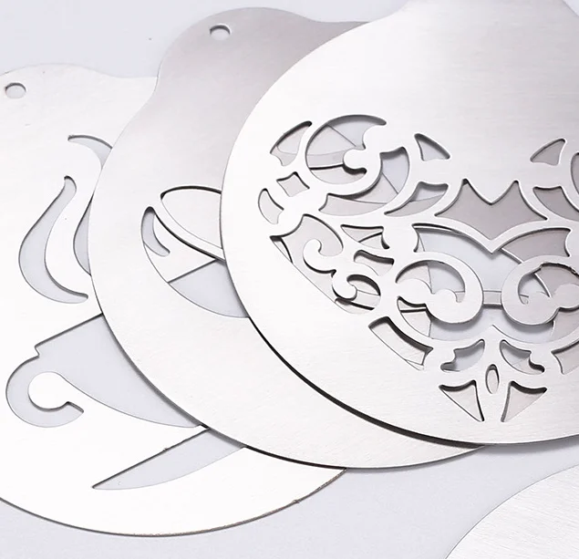 DIY custom pattern coffee latte art creative stainless steel mold portable exquisite pattern 5 sets of coffee mold milk tea mold