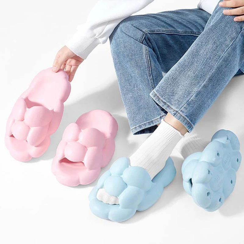 5CM Thick Platform Cloud Slippers Women Home Non Slip Pillow Slides Eva Sandals Woman 2023 Summer Thick Bottom Beach Flip Flops