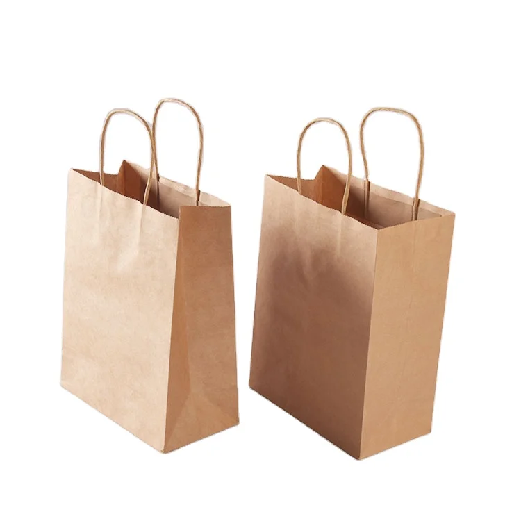 Factory restaurant food delivery to go brown paper bag for coffee takeaway disposable kraft paper bags with your own logo
