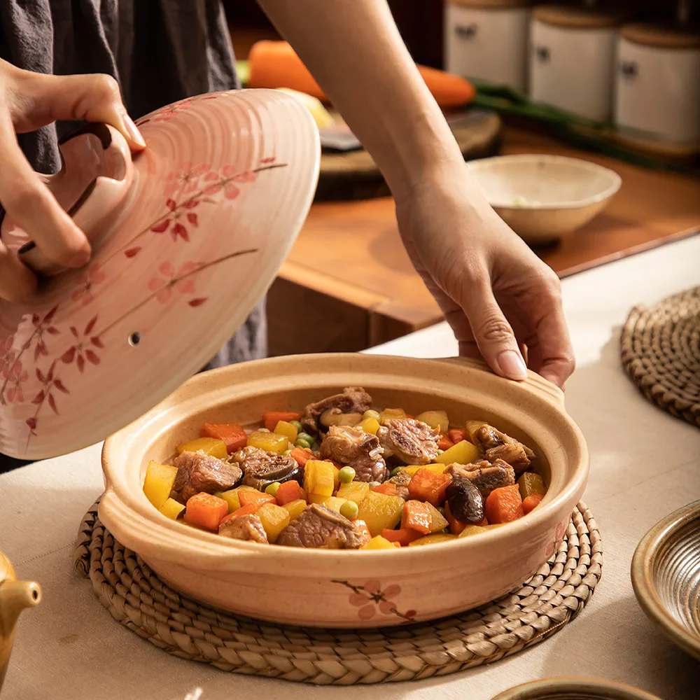 Sakura Japanese Household Clay Pot Rice Ceramic Tableware Heat Resistant Casserole