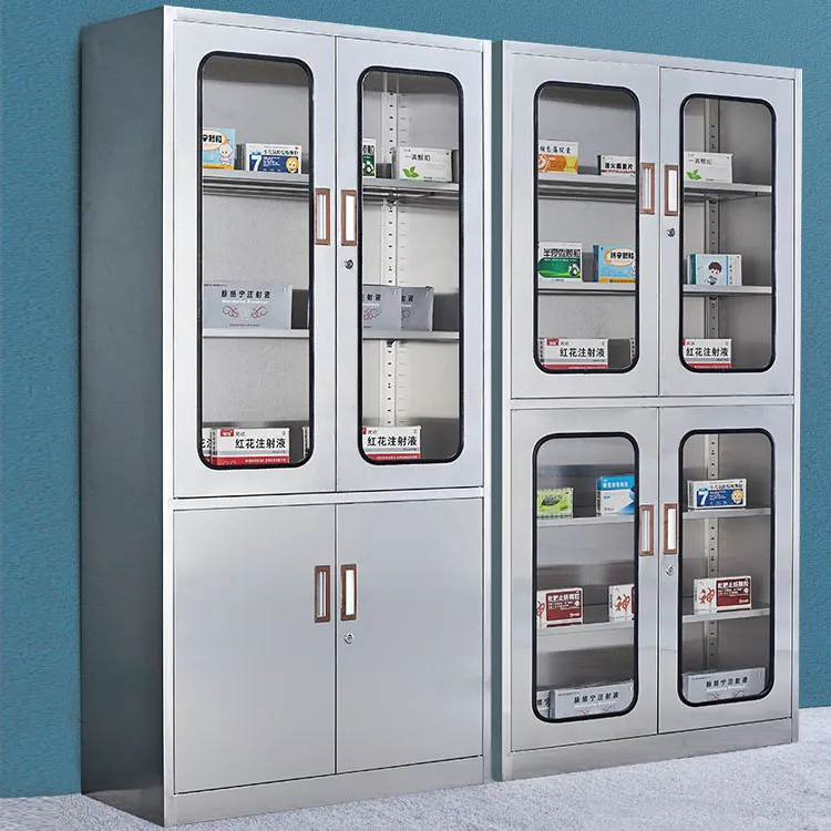 glass door cheap lockable storage filing implant stainless steel modular drawer pharmacy furniture medical hospital cabinets