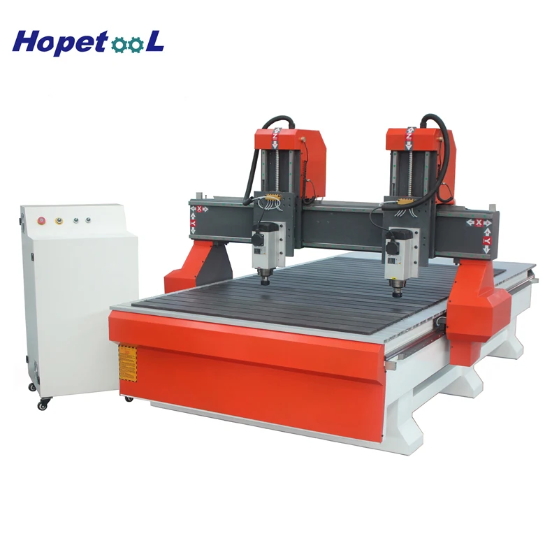 High quality Double spindle 1325 servo motor wood router cnc with Aluminum table  for wood mdf and Acrylic