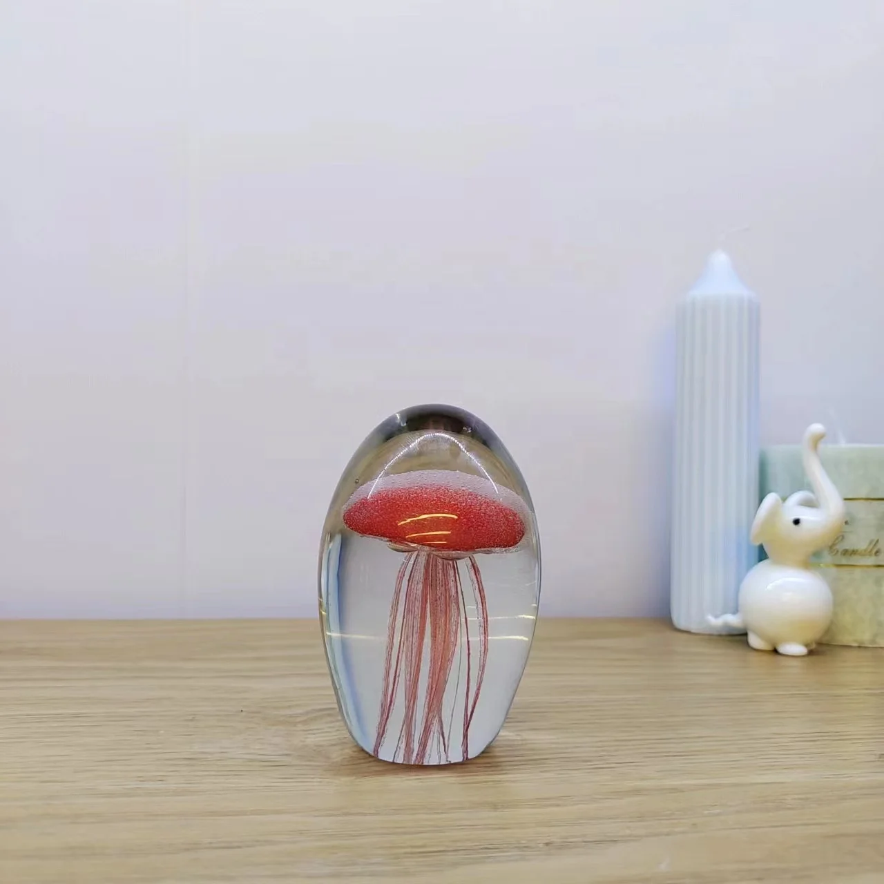 Creative jellyfish handmade murano glass ball wave ball paperweight ornaments small gifts artist series crystal glass ornaments