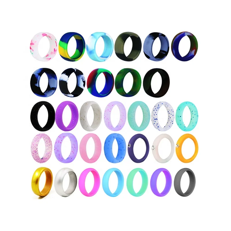 Factory Custom Color Mix Ring Silicone Engraved Ink Filled Text Logo Finger Ring