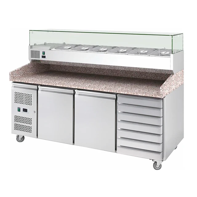 Small Counter Work Subway Sandwich Refrigerated Refrigerator Pizza Table Prep With Marble Top Buffet