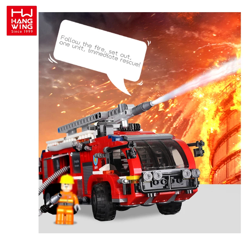 767PCS Blocks Education Diy Bricks Airport Fire Truck Building Block Sets Toys Car For Kids