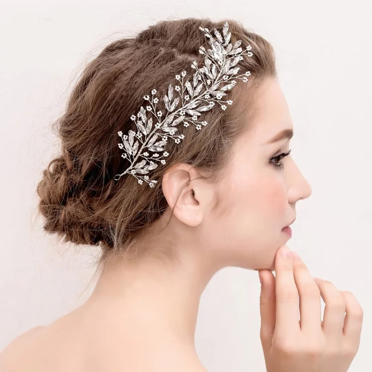 Handmade Rhinestone Crystal Hairband Wedding Bridal Headpiece Hair Accessories Flower Pearl Girls Headpieces bridal hairpiece