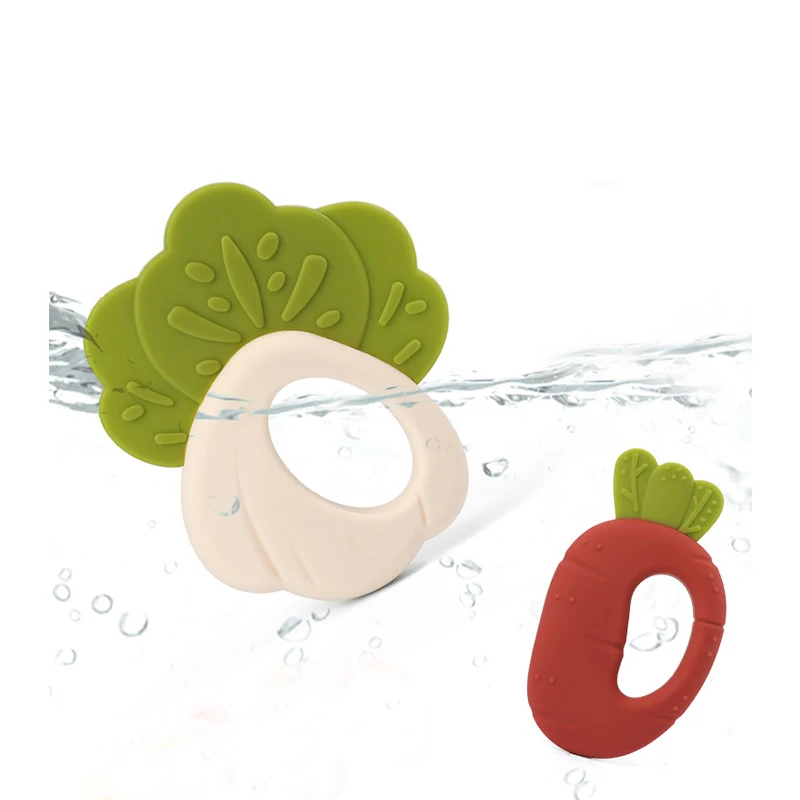 Soft silicone Vegetables teether Cauliflower and Carrot Teether for baby Chew Charms Kids Teething Gift Toddler Toys
