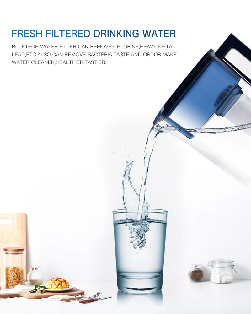 BPA Free Filter System 6 Cup alkaline water filter pitcher with Filter Jug