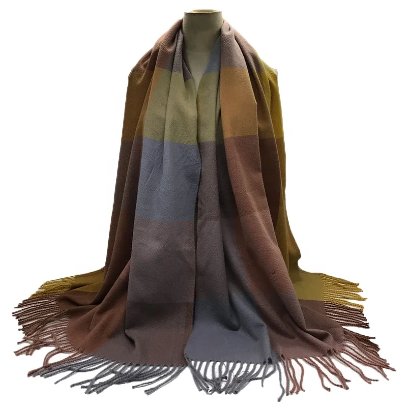 
Manufacturer Custom Fashion Ladies Scarves Women Grid Cashmere Scarf Shawl 