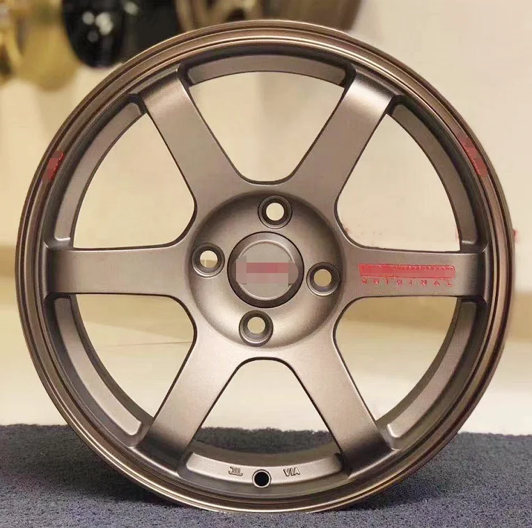 Factory Wholesale Te37 15 Inch 16 Inch 4x100 5x114.3 Sand Bronze Matt Black Aluminum Alloy Wheels Rims